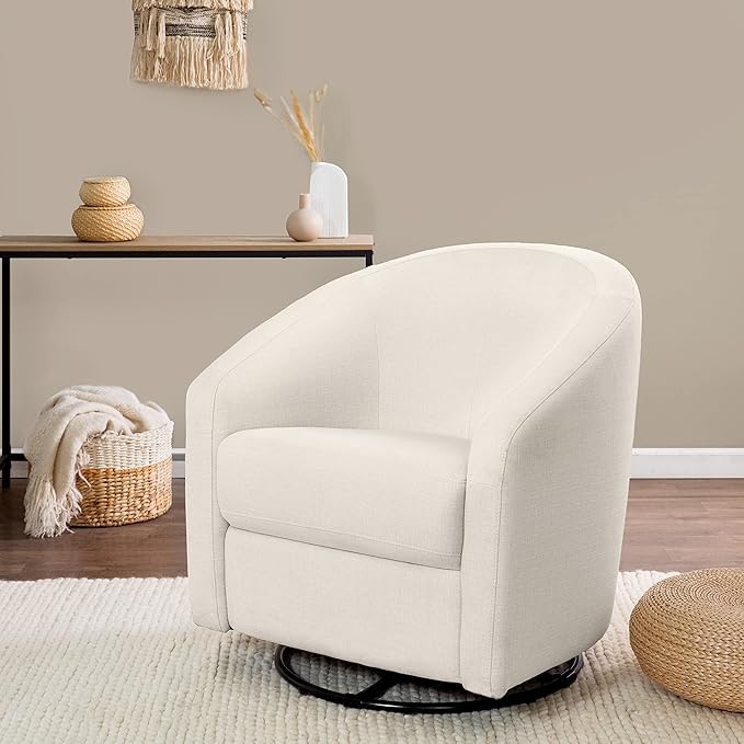babyletto Madison Swivel Glider in Performance Natural Eco-Twill, Water - Image 2
