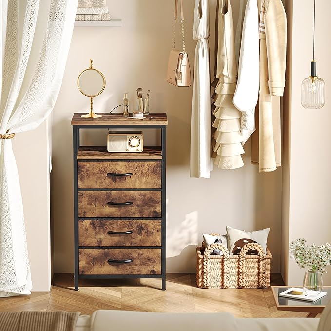Huuger Night Stand with Charging Station, 4 Drawer Dresser - Image 2