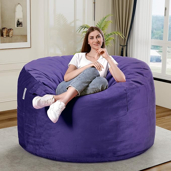 HABUTWAY Bean Bag Chair 3Ft Luxurious Velvet Ultra Soft Fur - Image 2