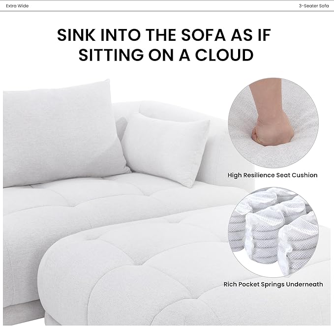 COLAMY 144" Modular Sectional Chenille Couch - Image 5