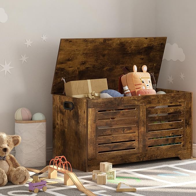 DINZI LVJ Storage Chest, Flip-Top Wooden Toy Box - Image 3
