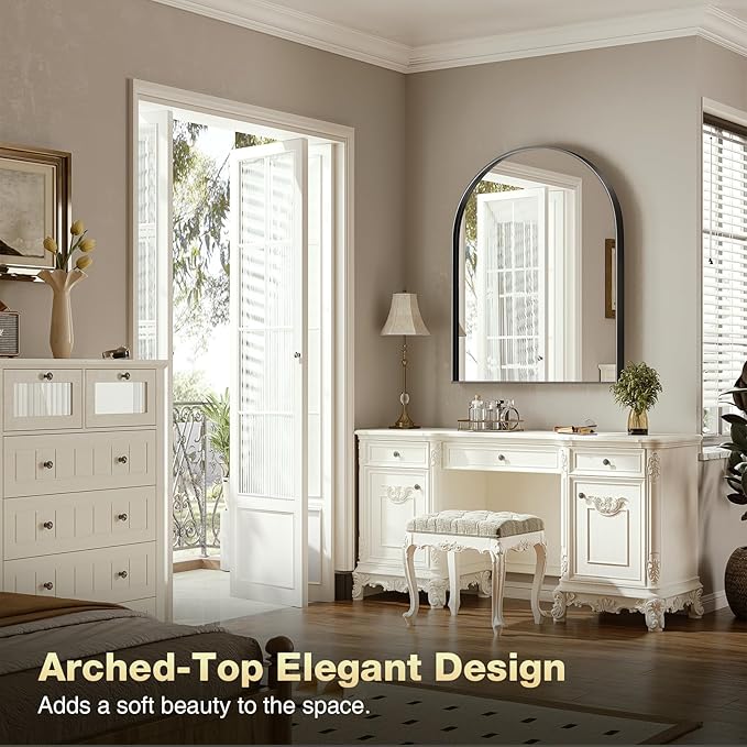 Brightify Arched Mirror, Arched Wall Mirror, 32 x 40 Inch Black Arch Mirror - Image 3