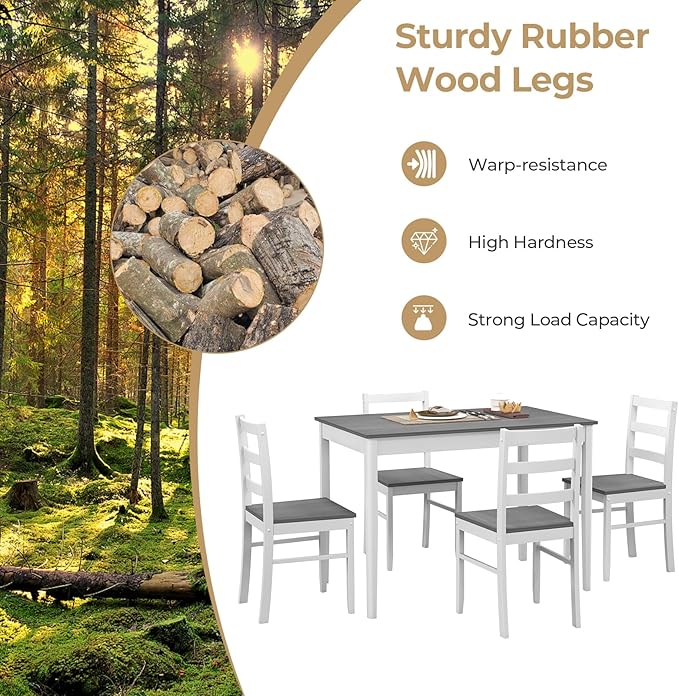 Giantex Dining Table Set with Kitchen Table, Dining Chairs, Compact - Image 4