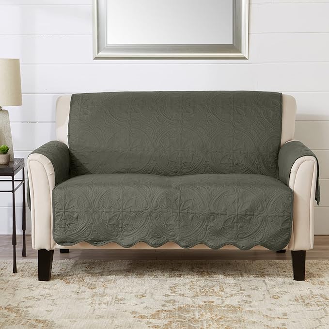 Great Bay Home Medallion Stitched Solid Furniture Protector Stain Resistant by GreatBayHome