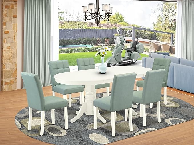 East West Furniture VAAS7-LWH-43 7 Piece Dining Set consists A Mid Century - Image 2