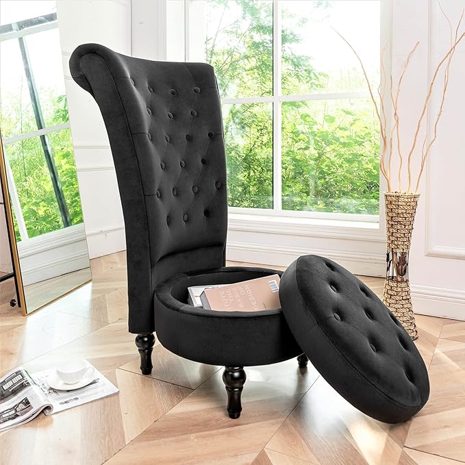 Container Furniture Direct Royal High-Back Velvet Accent Chair - Image 11