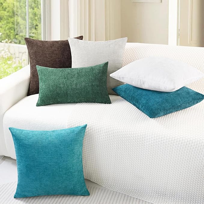 CaliTime Throw Pillow Covers Decorative 18 X 18 Inches Pack of 2 Cozy Chenille - Image 4