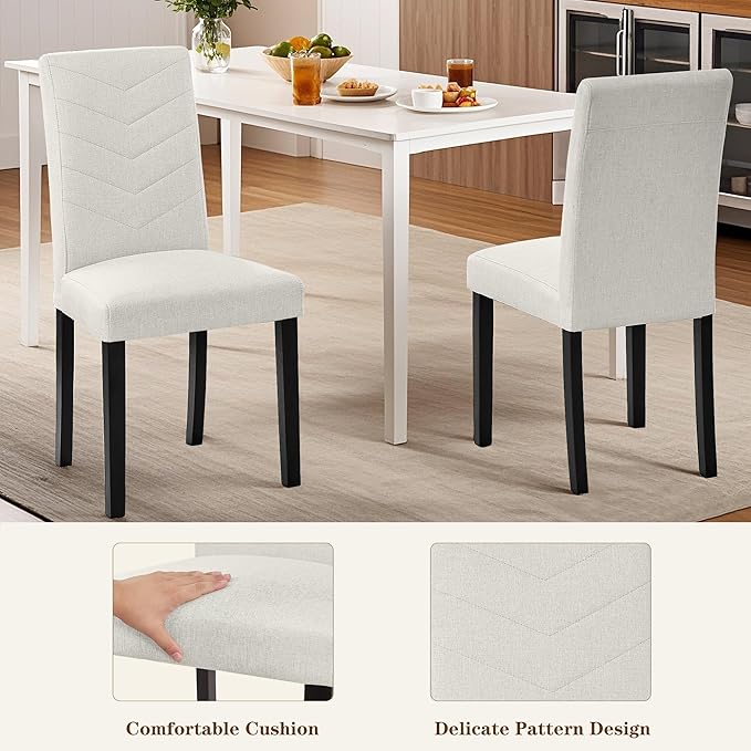 VECELO Upholstered Dining Chairs Set of 4, Fabric Wood Legs High Back - Image 6