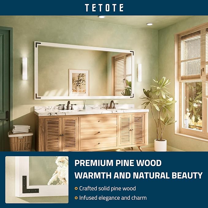 TETOTE 72 x 36 White Wooden Mirror - Image 2