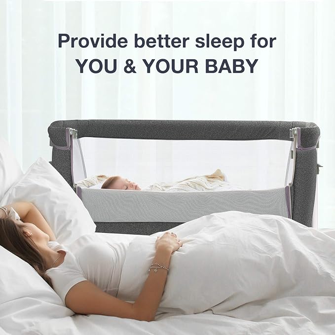 RONBEI Baby Bassinet Bedside Sleeper, Height Adjustable Bedside Bassinet - Image 3
