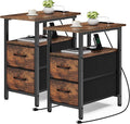Vagusicc End Table with Charging Station Set of 2, Narrow Side Table, 23.8'' by Vagusicc