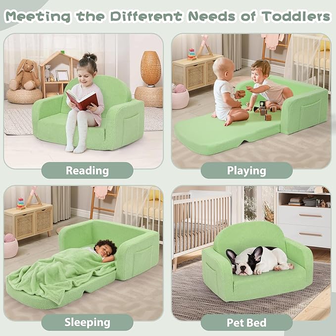 Extra Wide Kids Couch, 2-in-1 Soft Toddler Couch - Image 7