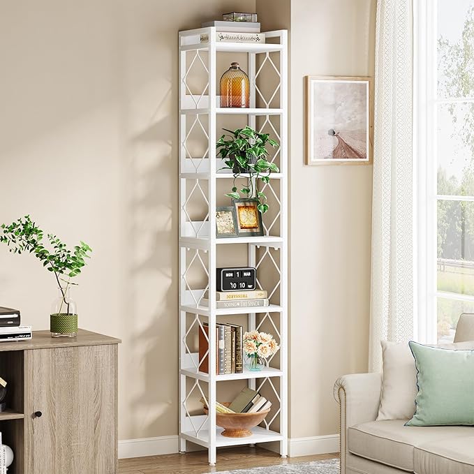 Tribesigns 78.7 Inch Extra Tall Narrow Bookshelf, 7 Tier Skinny Bookcase - Image 6