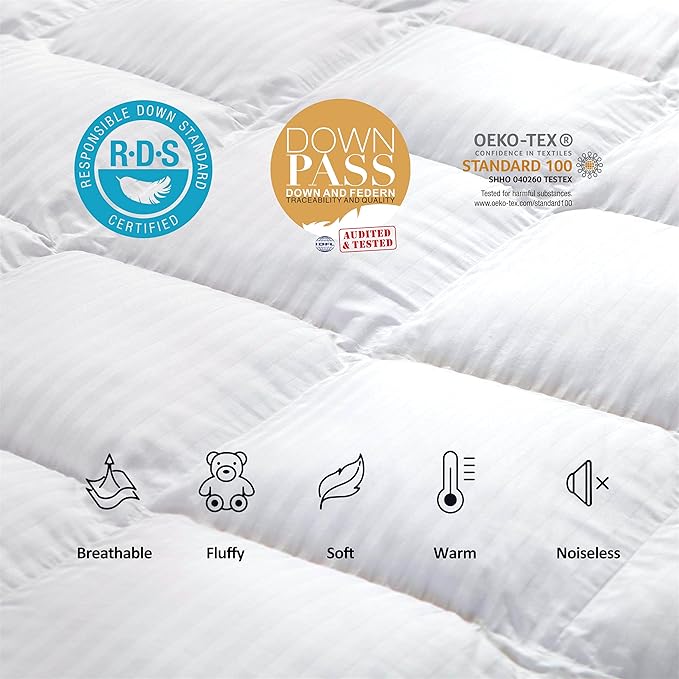 Luxurious All-Season Goose Down Feather Fiber Comforter Duvet Insert, Exquisite - Image 5