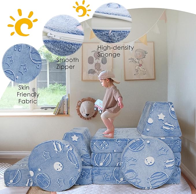 MeMoreCool Modular Glow Sofa for Kids, Space-Themed 8-Piece Convertible Foam - Image 8