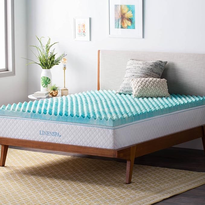 Linenspa 3 Inch Convoluted Gel Swirl Memory Foam Mattress Topper by Linenspa