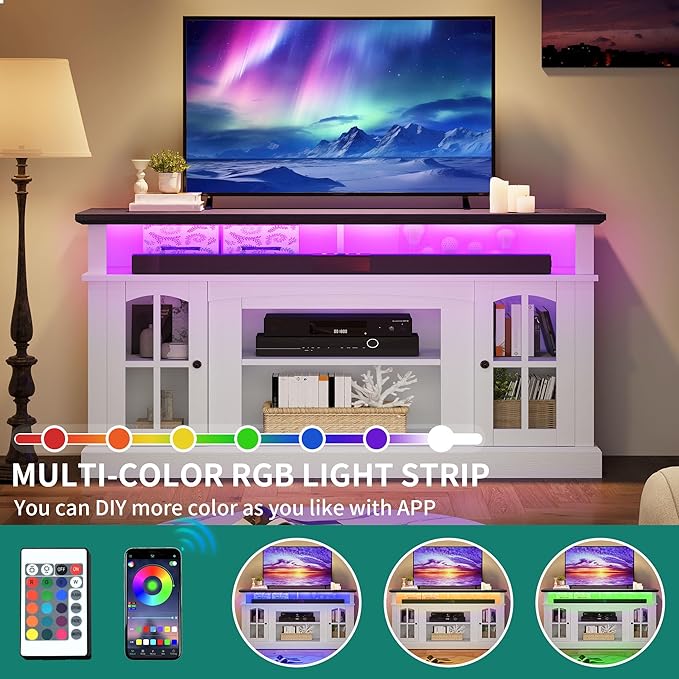 YITAHOME LED Farmhouse TV Stand - Image 3