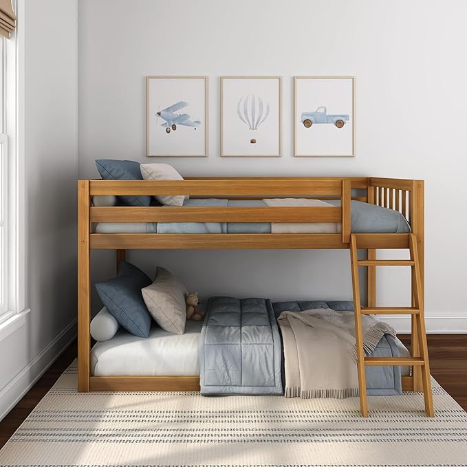 Max & Lily Fundamental Twin Low Bunk Bed, Kids Solid Wood Modern Bed Frame - Image 4