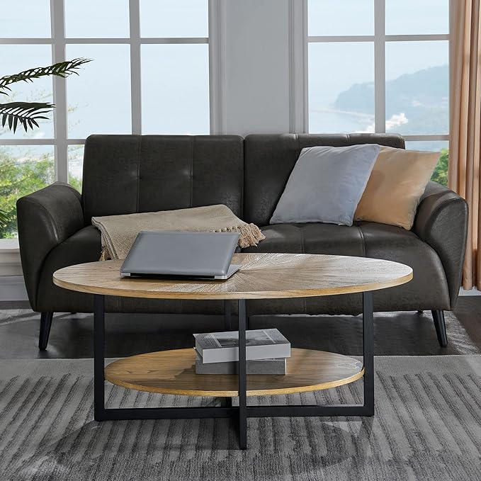 Solid Wood Oval Coffee Table - Image 8