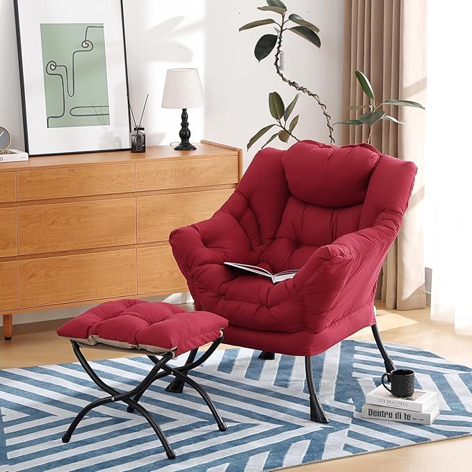 Lazy Chair with Ottoman, Modern Chair with Folding Footrest, Lounge Accent Chair - Image 6