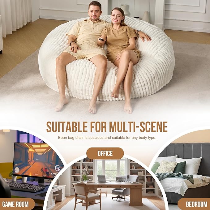 Hobestluk 6ft Bean Bag Chairs for Adults Large Beanbag Chair - Image 6