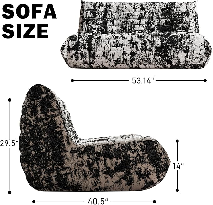 Bean Bag Chair, Loveseat Fireside Chair Bean Bag Sofa Large Bean Bag Chair - Image 2