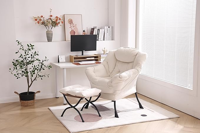Lazy Chair with Ottoman, Modern Chair with Folding Footrest, Lounge Accent Chair - Image 7