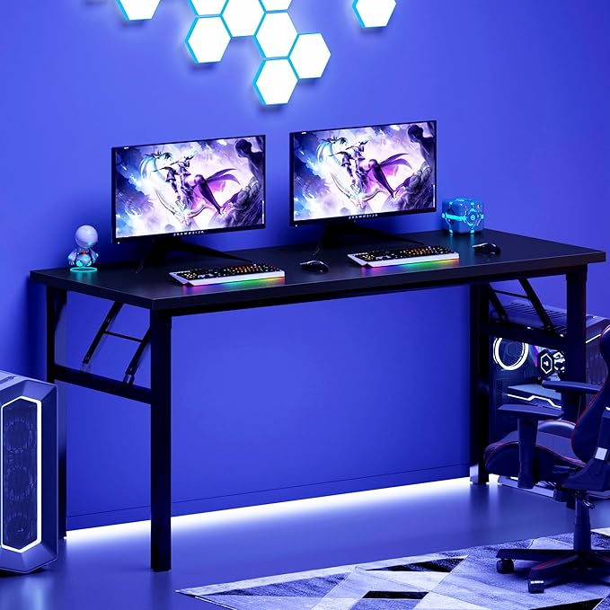 DlandHome Large Computer Desk, Folding Desk, Decent and Steady Home Office - Image 7