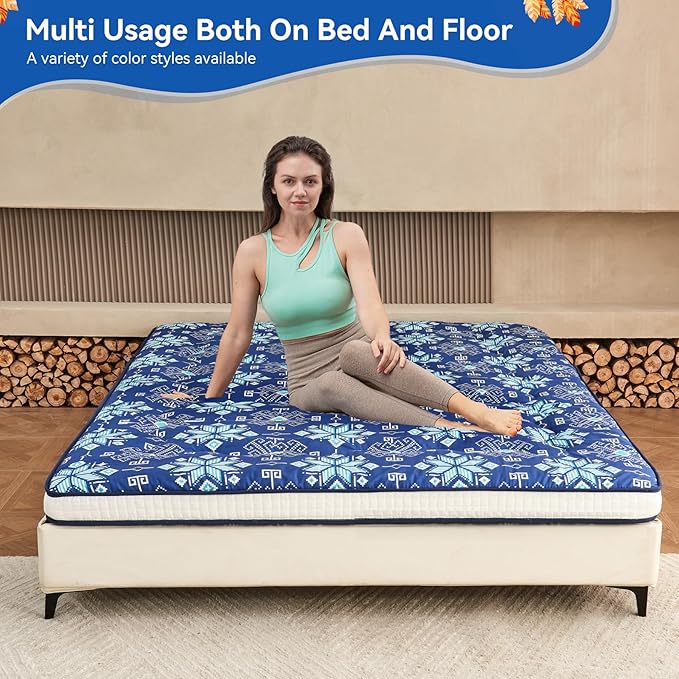 Dr.Futon Japanese Floor Futon Mattress Extra Thick Folding Roll Up Bed Topper - Image 6