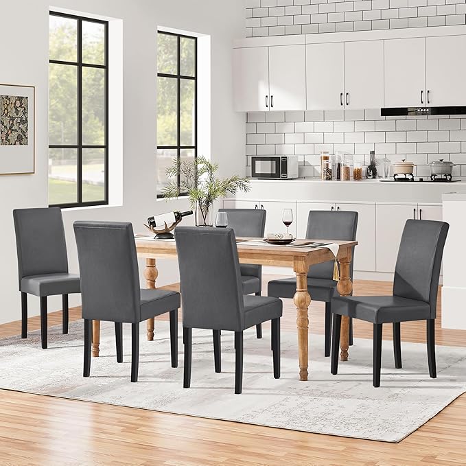 Yaheetech Dining Chairs Set of 6 Faux Leather Modern Dining Room Chairs - Image 2