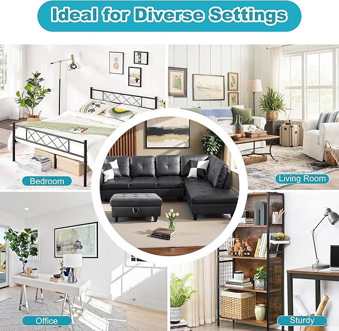 Couches for Living Room Faux Leather L Shaped Couch Comfy 3 Pieces Sectional - Image 7