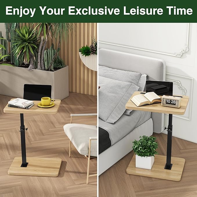 IBUYKE Tray Table for Couch, 360° Swivel Height Adjustable End Table for Small - Image 8