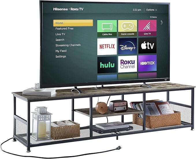 VECELO TV Stand with Power Outlets by VECELO