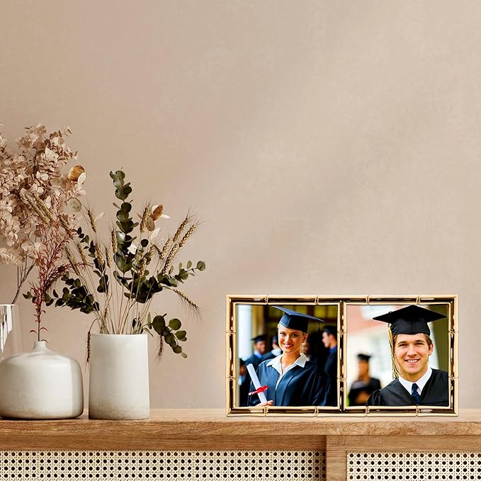 Lawrence Frames 4x4 Double Gold Metal Picture Frame - Image 3