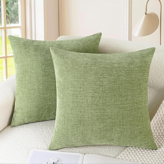 CaliTime Throw Pillow Covers Decorative 16 X 16 Inches Pack of 2 Cozy Chenille by CaliTime