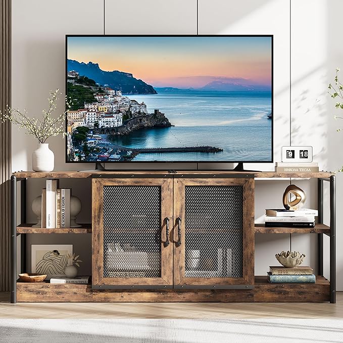 GarveeHome Farmhouse TV Stand for 65/75 inch TV, Entertainment Center by GarveeHome