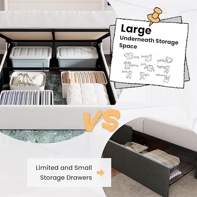 SHA CERLIN Full Size Lift Up Storage Bed/Velvet Upholstered/Modern Wingback - Image 5