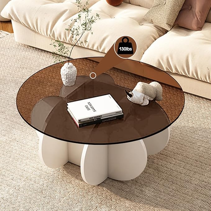 Round Coffee Table, Modern Glass Coffee Table - Image 6