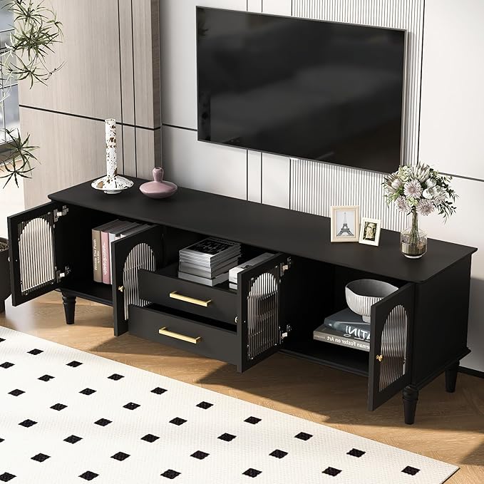 Merax 68.9'' TV Stand for TVs up to 75 Inches, Entertainment Center Media - Image 3