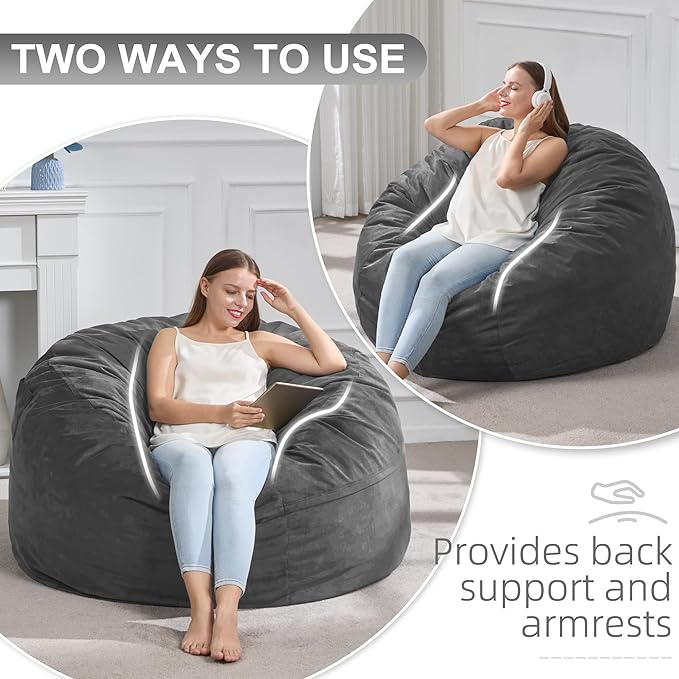 Hobestluk 4FT Bean Bag Chair Giant Bean Bag Chairs - Image 3