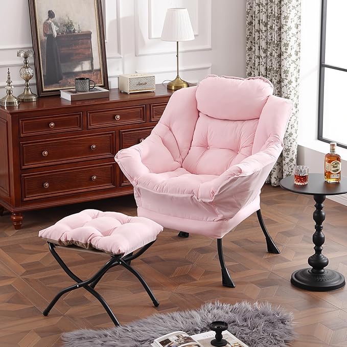 Lazy Chair with Ottoman, Modern Chair with Folding Footrest, Lounge Accent Chair - Image 7