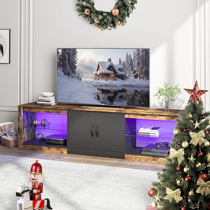 Bestier 70 Inch Led TV Stand for Large TVs - Image 9