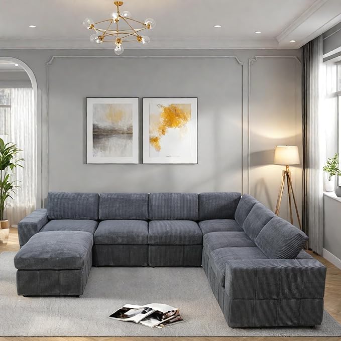 L Shaped Sectional Couches for Living Room, Modular Sectional Sofa by GlasFlength