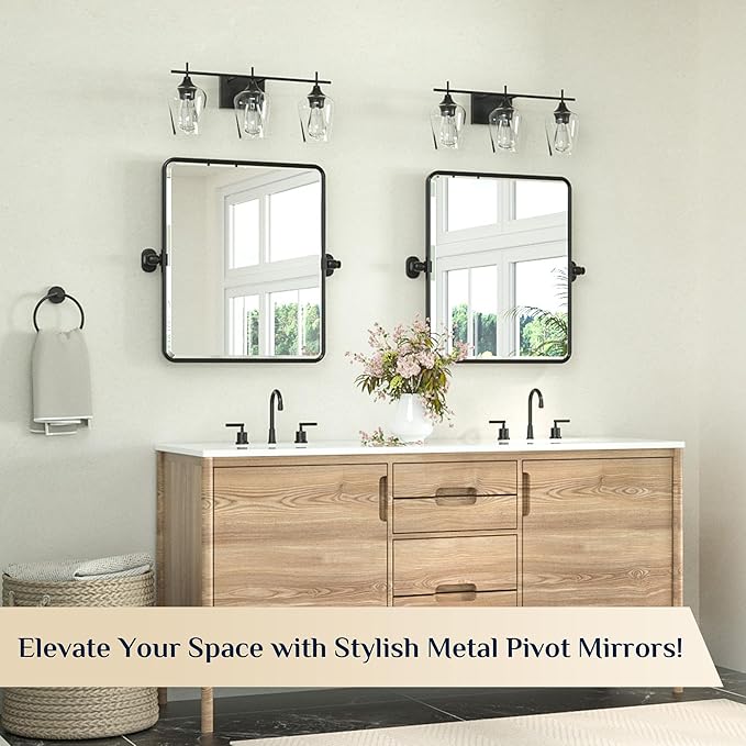 Keonjinn Pivot Mirror Bathroom, 20 x 24 In Beveled Tilt Mirror Bathroom - Image 2