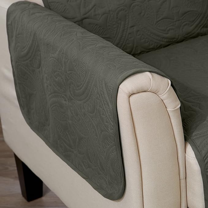 Great Bay Home Medallion Stitched Solid Furniture Protector Stain Resistant - Image 6