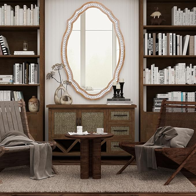 24" x 35" Wooden Farmhouse Oval Mirror - Image 6
