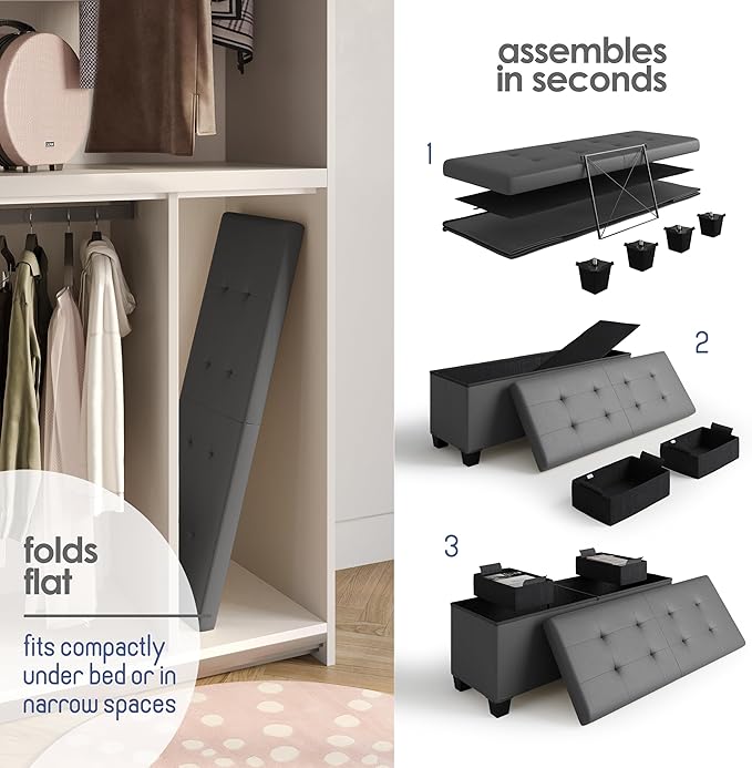 STORAGEBUD Storage Ottoman Bench - Image 6