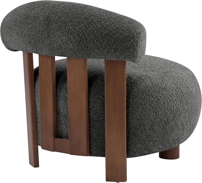 Christopher Knight Home Elvina Boucle Fabric Accent Chair, Solid Wood Single - Image 7