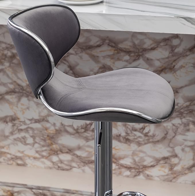 Roundhill Furniture Masaccio Velvet Upholstered Adjustable Swivel Barstool - Image 10