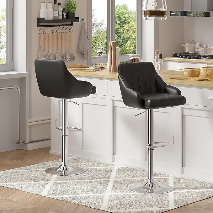 VECELO Bar Stools Set of 4, Adjustable Barstools, Counter Height Stools - Image 2